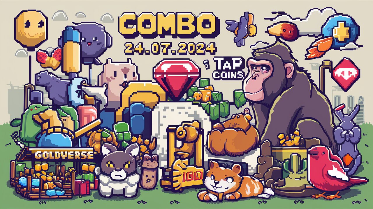 Combo 24.07 PixelTap Gemz TapCoins Baboon Hamster Kombat GoldVerse Bird MemeFI Cat ID Paws TimeFarm