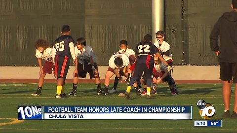Football team honors late coach in championship