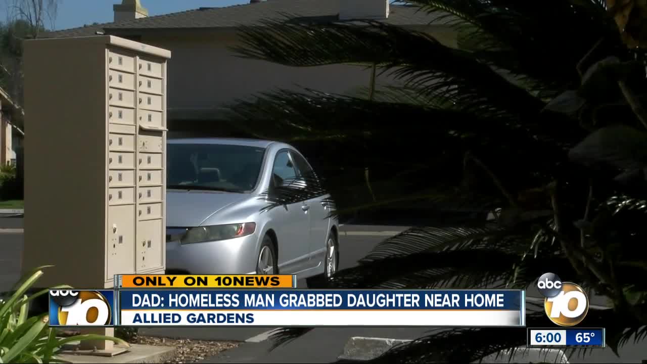 Father says homeless man tried to drag daughter into bushes