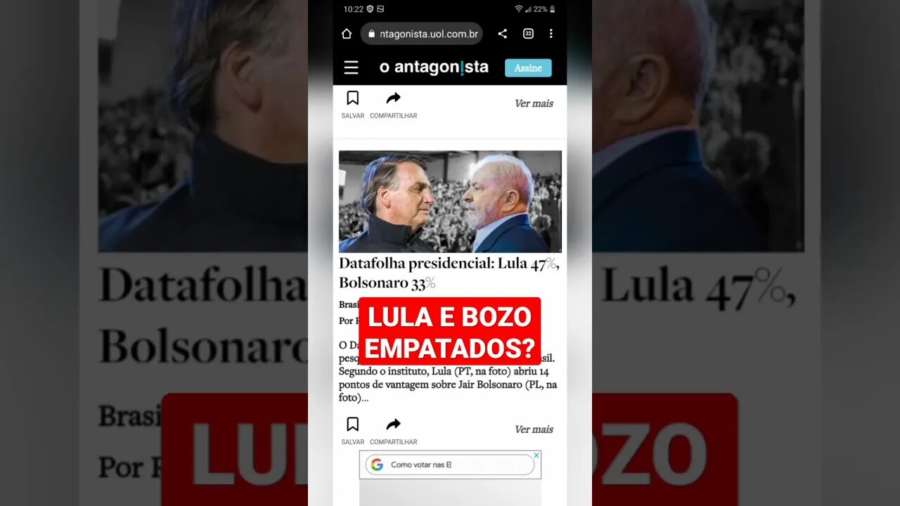 Lula e Bolsonaro Empatados?