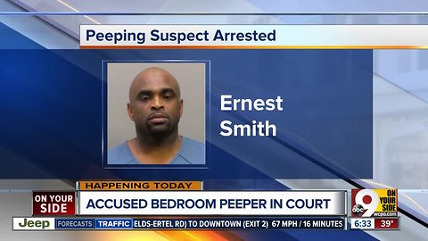 Accused bedroom peeper in court