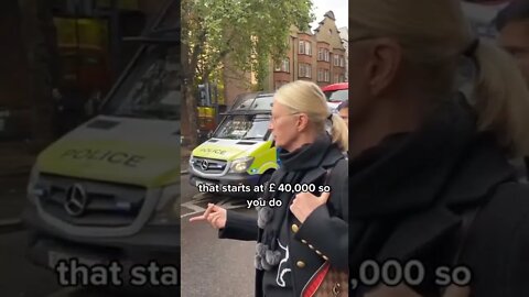 "Just stop oil" imbecile given some home truths by two London ladies as he blocked the road.