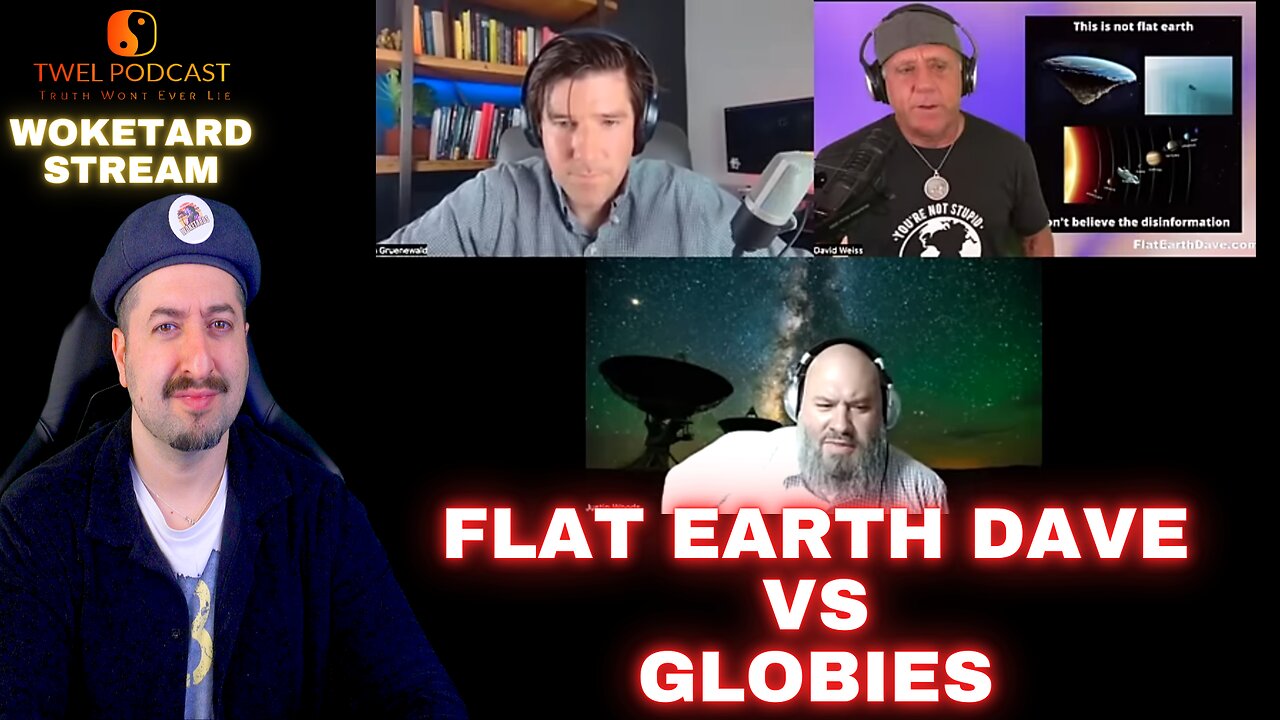 Dr John (Globe) and Justin (Globe) w Flat Earth Dave