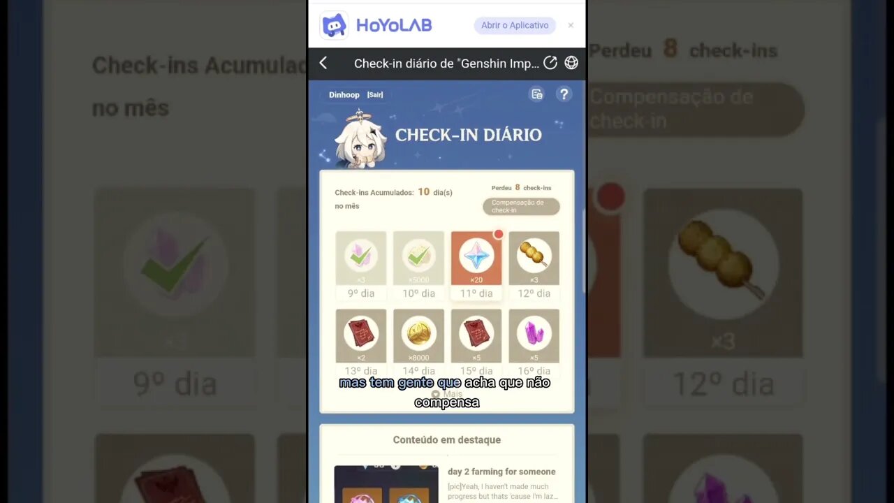 E aí , você também esquece o Daily check-in? #genshinimpact #constancia #checkin #gemasessenciais
