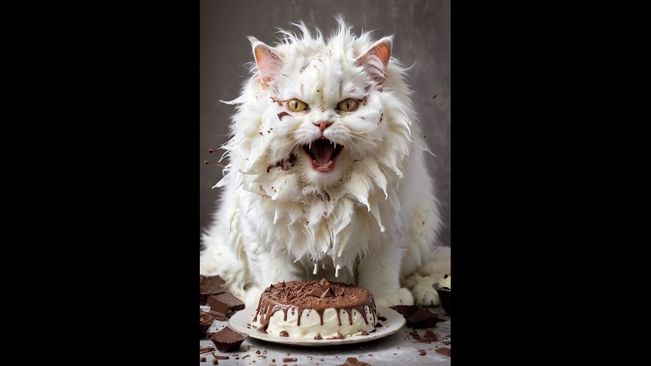 Fluffy Overweight Cat Goes Crazy for Cake! 🍰😻Chubby Cat CAKE ATTACK!