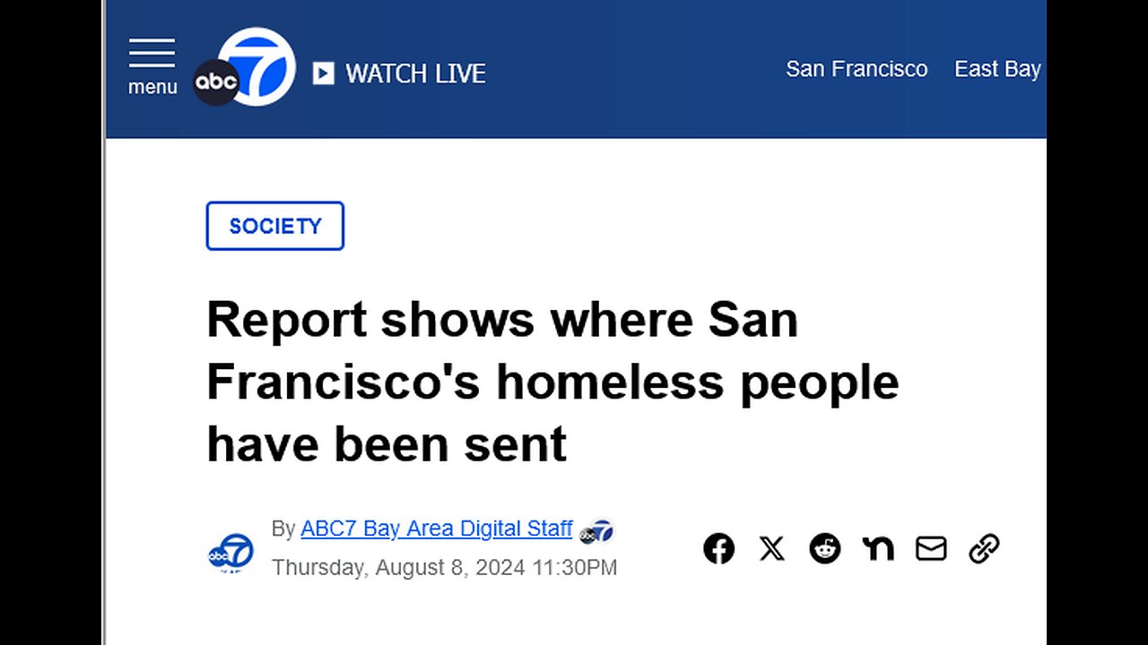 Report shows where San Francisco's homeless people have been sent