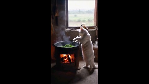 cat cooking