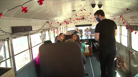 Arvada bar uses old school bus to expand seating during COVID