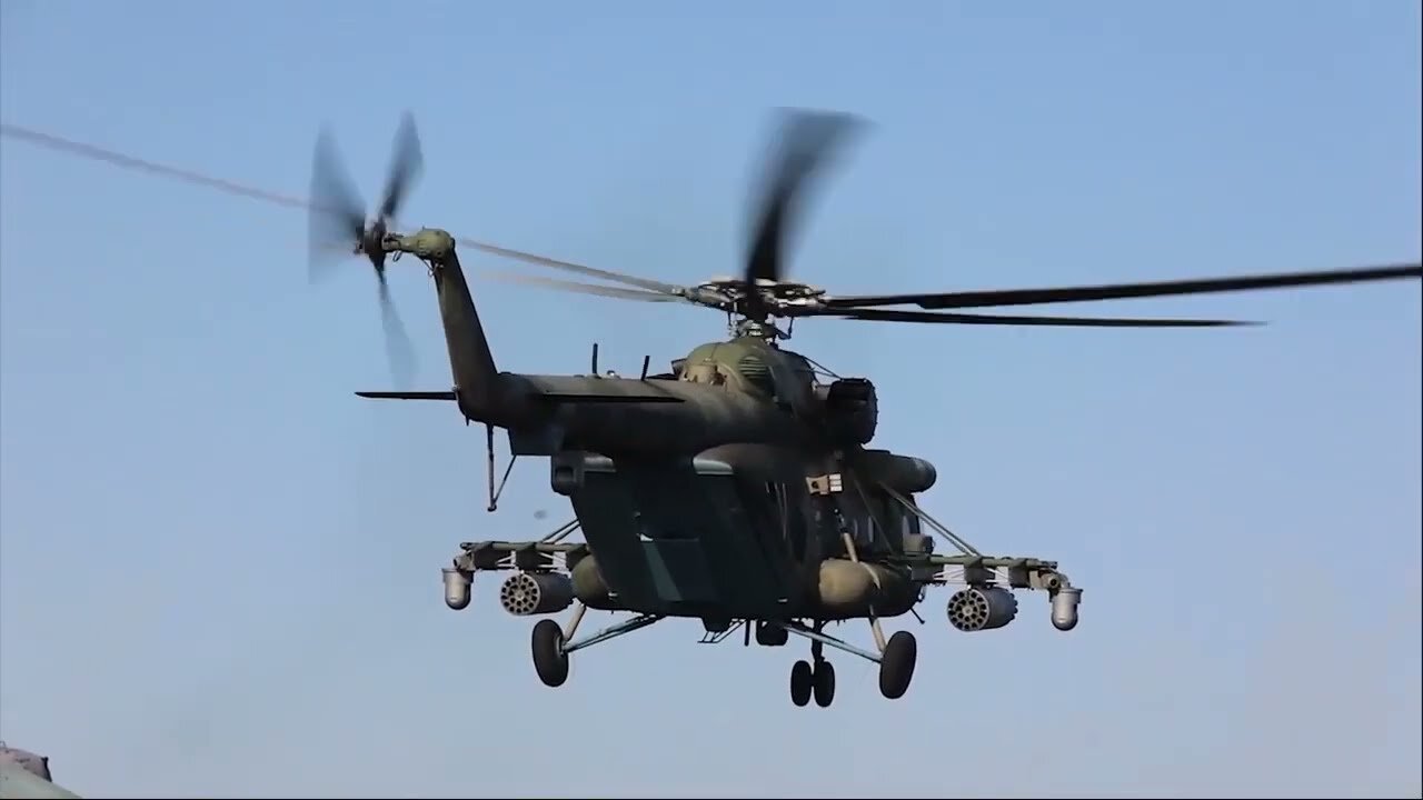 Russian Mi-8 helicopter fire support group on reconnaissance detected AFU and fired with small arms