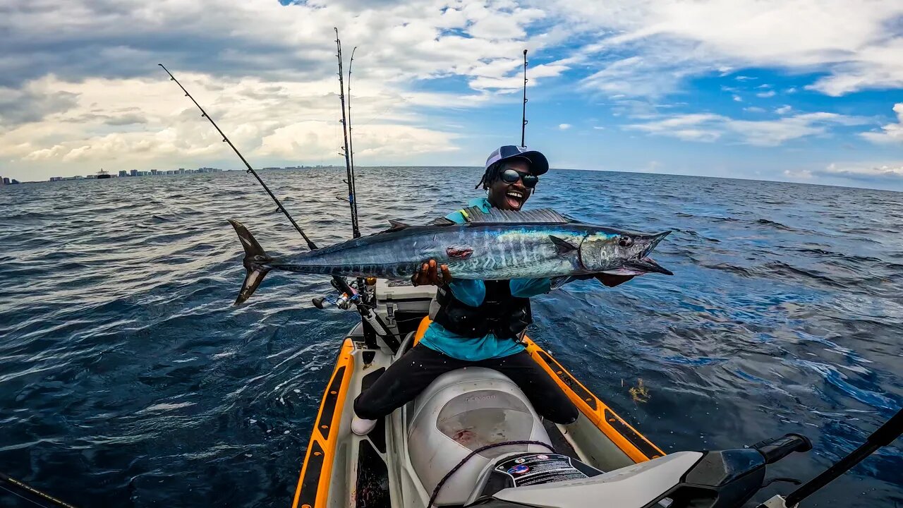 Catching Wahoo 3 Miles off Ft Lauderdale Beach JET SKI Fishing!