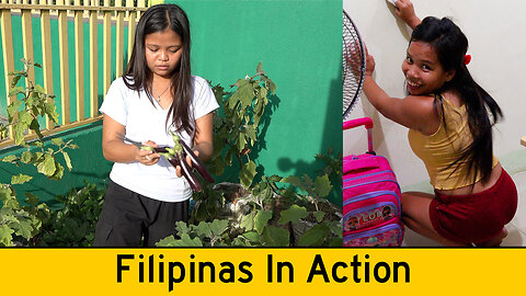 Kalamansi Works on Her Acting Skills and Harvests Eggplant. Flo Scrubs Crayon Mural Off My Wall.