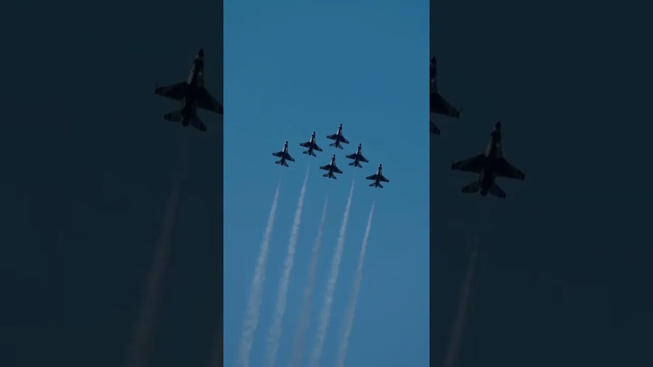 The Air Force Thunderbirds doing precision flying at an air show at Joint Base Andrew’s.