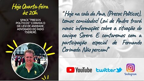 Presos Políticos Dr. Levi de Andrade ao vivo - #PoliticalPrisonersBrazil #aovivo