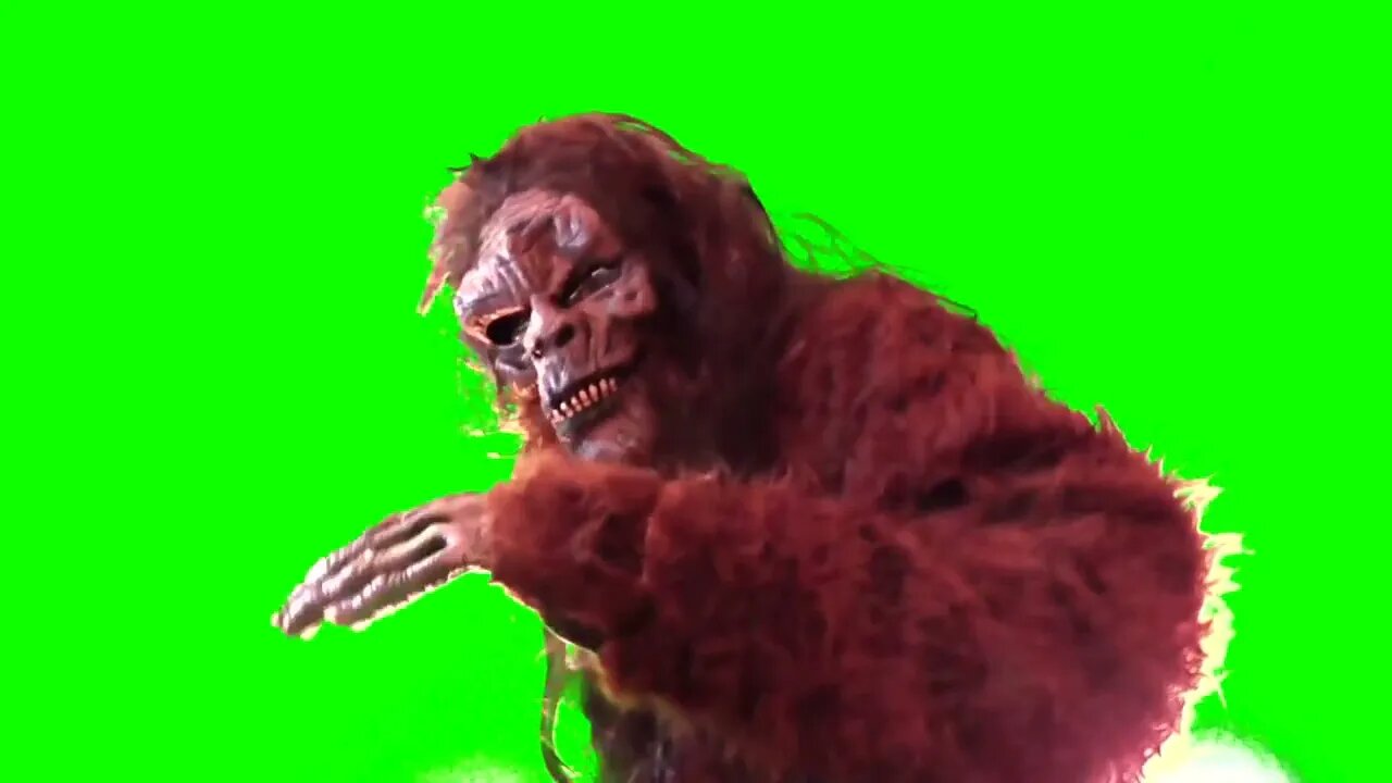 Bigfoot Creeping Away Green Screen