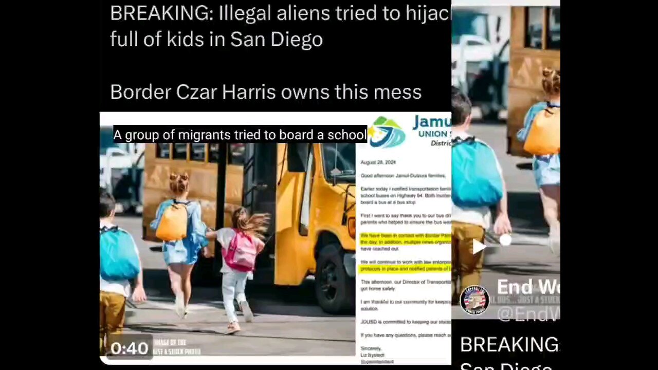 Illegals attempting to hijack school buses now, you want 4 more years of this? Thanks Democrats