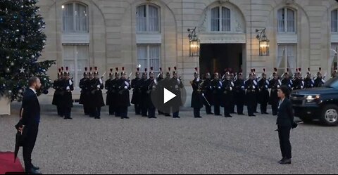 President Donald J. Trump arrives for a meeting with French President Emmanuel Macron