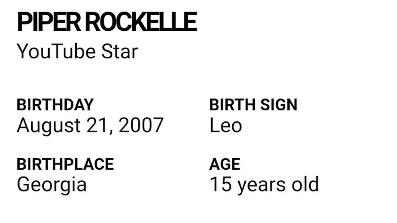 HAPPY 15 BIRTHDAY PIPER ROCKELLE A YOUTUBE STAR !!!