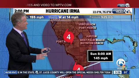 Cat. 4 Hurricane Irma's winds at 155 mph