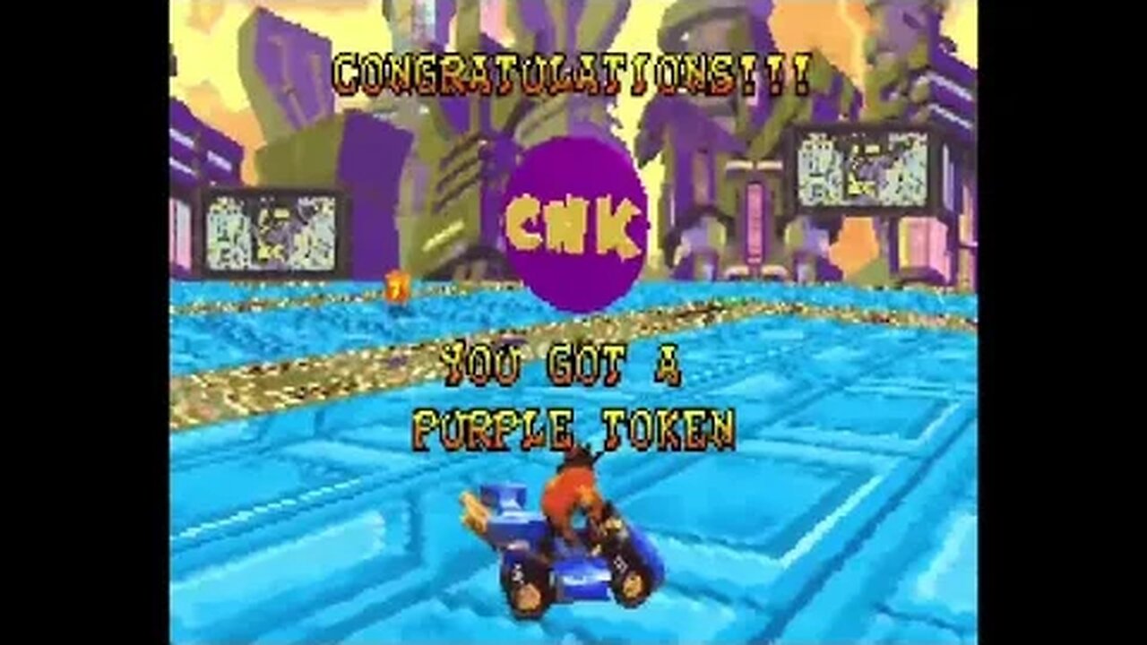Crash Nitro Kart (GBA) - Magnetic Mayhem Crystal Challenge Gameplay (Purple Token)