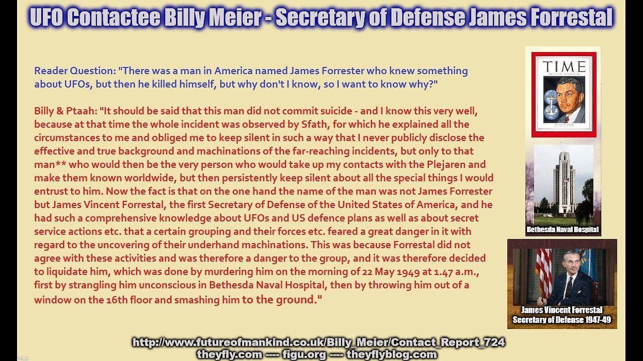 Billy Meier UFO Contact Reports - James Forrestal Murder