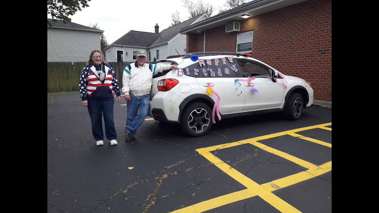 Never too old to enjoy your birthday! Birthday parade for my 56 year old husband