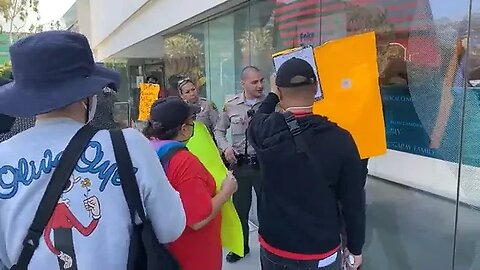 Los Angeles: "A group of pedestrian demonstrators have gathered in the area of Spring Street...