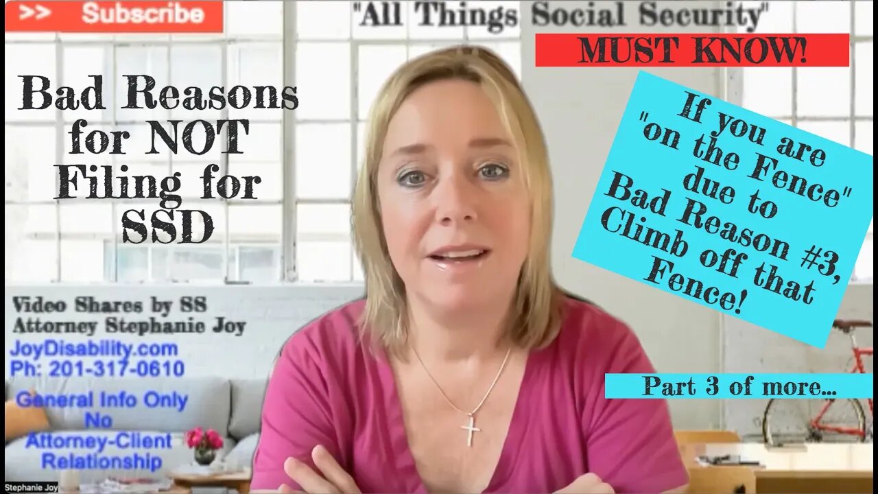 MUST KNOW! - 3rd Bad reason for Failing to file for Social Security Disability