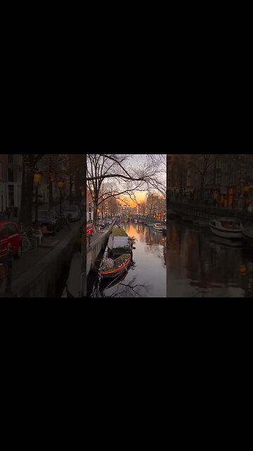 The best time to walk around the center of Amsterdam is at the beginning of twilight.