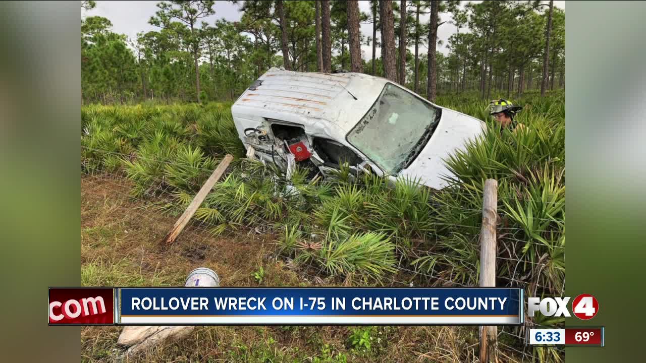 Injuries reported in rollover on I-75 in Punta Gorda