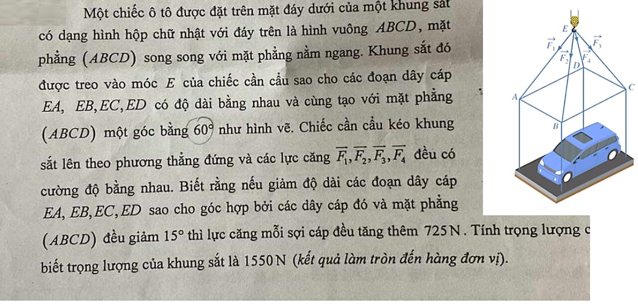 Toán 12: Một chiếc ô tô được đặt trên mặt đáy dưới của một khung sau có dạng hình