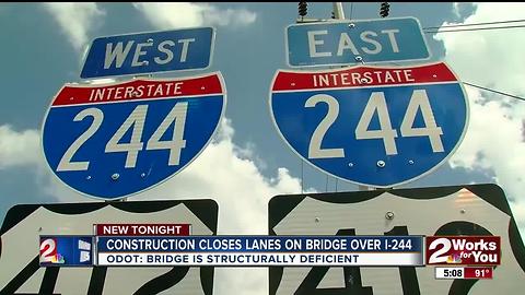 Construction closes lanes on I244