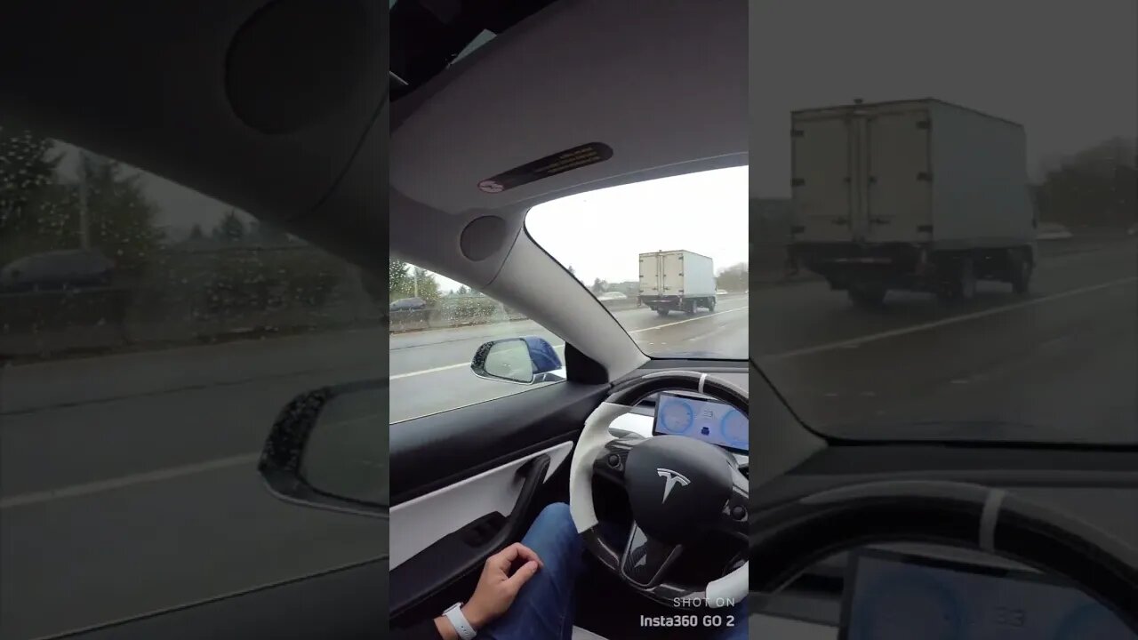 Tesla FSD handles this on-ramp perfectly #teslafsd #teslamodel3 #teslamodely #insta360 #chatgpt