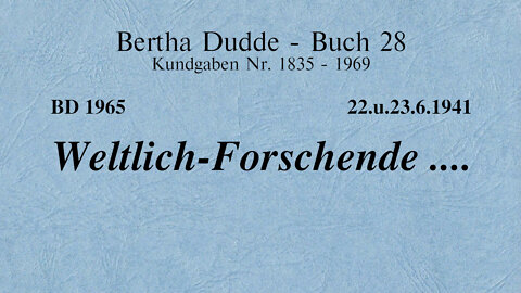BD 1965 - WELTLICH-FORSCHENDE ....