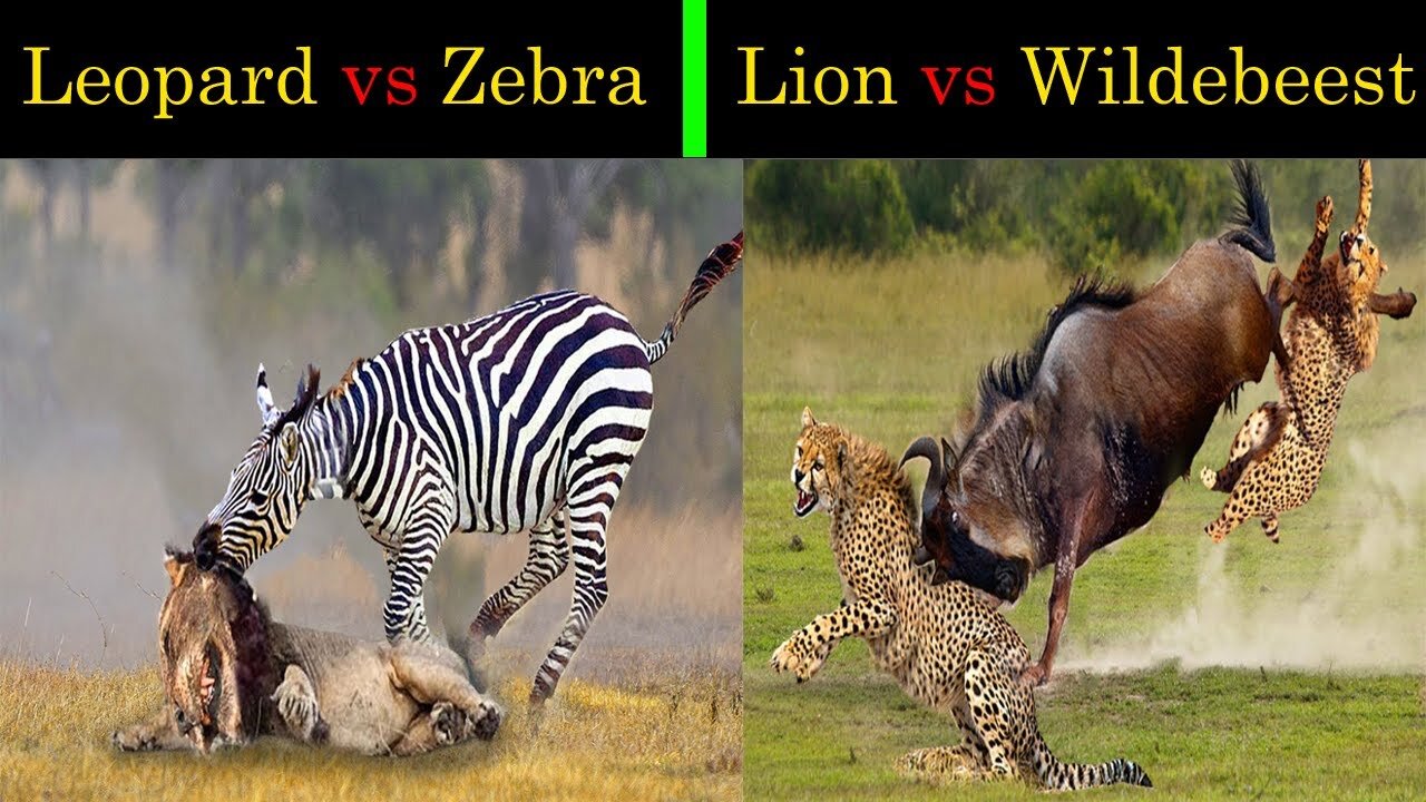 The_clumsy_Lion_was_fiercely_retaliated_by_the_herbivore_-_Harsh_Life_of_Wild_Animals,Zebra,_Leopard