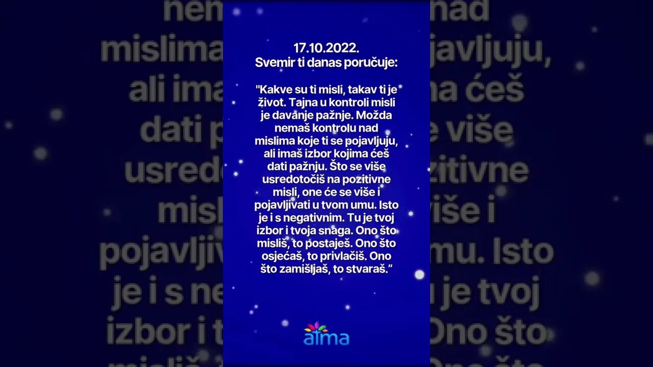 Poruka Svemira 17.10.2022. 💙 ATMA