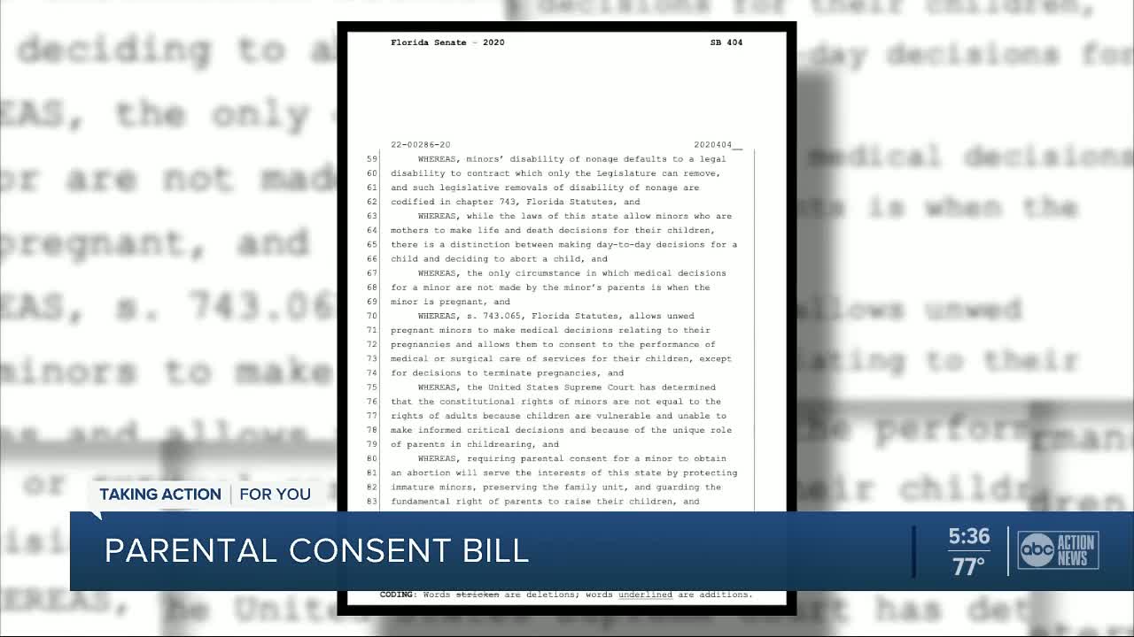 Florida bill could require parental consent for abortion advances