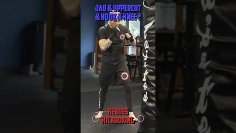 Heroes Training Center | Kickboxing & MMA "How To Double Up" Jab & Uppercut & Hook & Knee 2 #Shorts