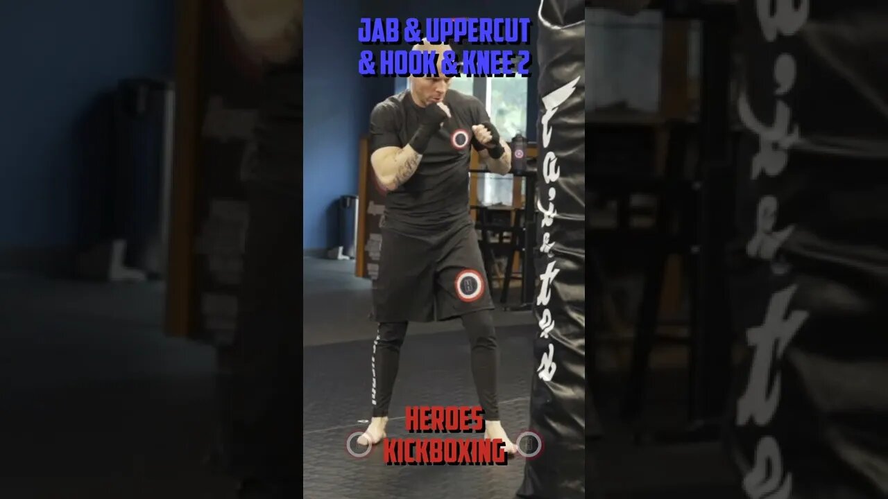 Heroes Training Center | Kickboxing & MMA "How To Double Up" Jab & Uppercut & Hook & Knee 2 #Shorts