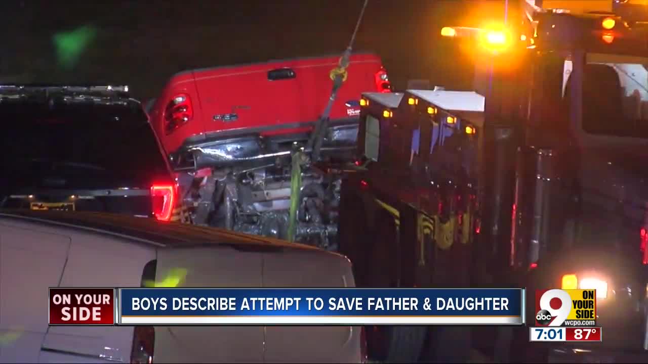 Boys describe attempt to save father and daughter from pond