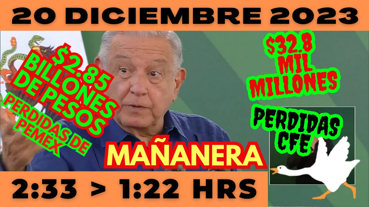 💩🐣👶 AMLITO | Mañanera *Miércoles 20 de diciembre 2023* | El gansito veloz 2:33 a 1:22.