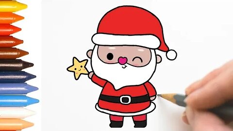 COMO DESENHAR PAPAI NOEL KAWAII - PASSO A PASSO - FÁCIL