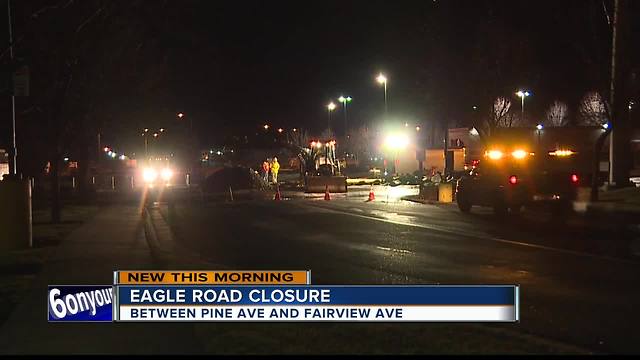 Water line break closes section of Eagle Rd.