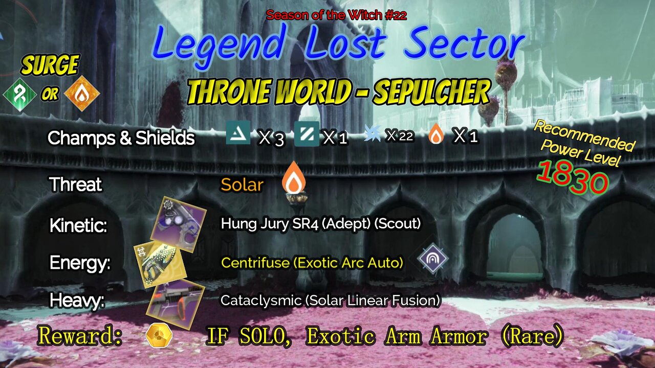 Destiny 2 Legend Lost Sector: Throne World - Sepulcher on my Arc Titan 10-27-23