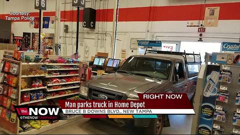 Police: Man intentionally drives pick-up truck into Home Depot doors