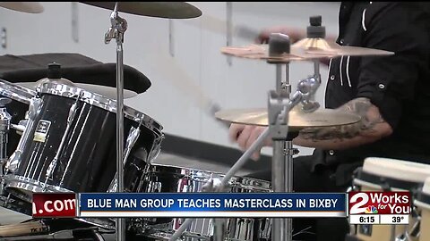 Blue Man Group teaches masterclass at Bixby High School