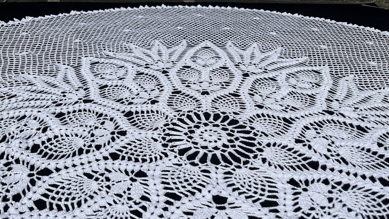 (#C-727)-(ep.6/11)-Pineapple Crochet Tablecloth