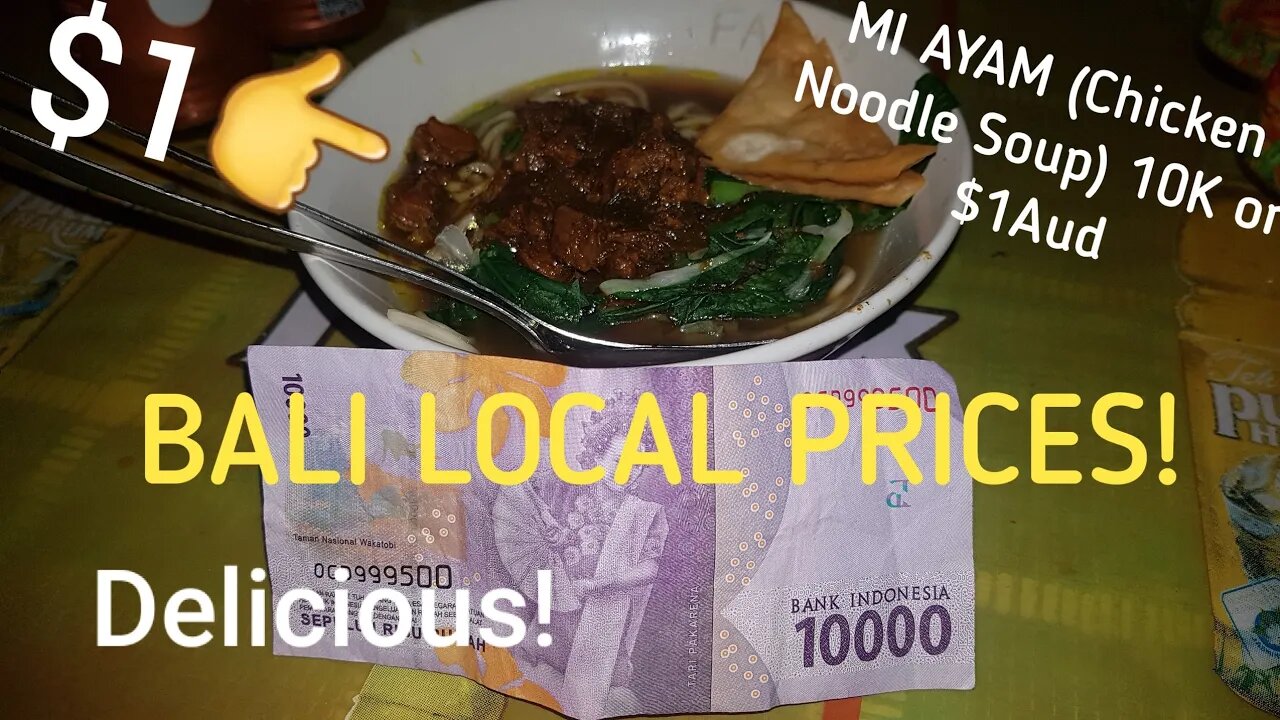 Bali Foods What One Dollar $1 gets you! Budget Local Price #bali #bakso #bakso #legian #streetfood