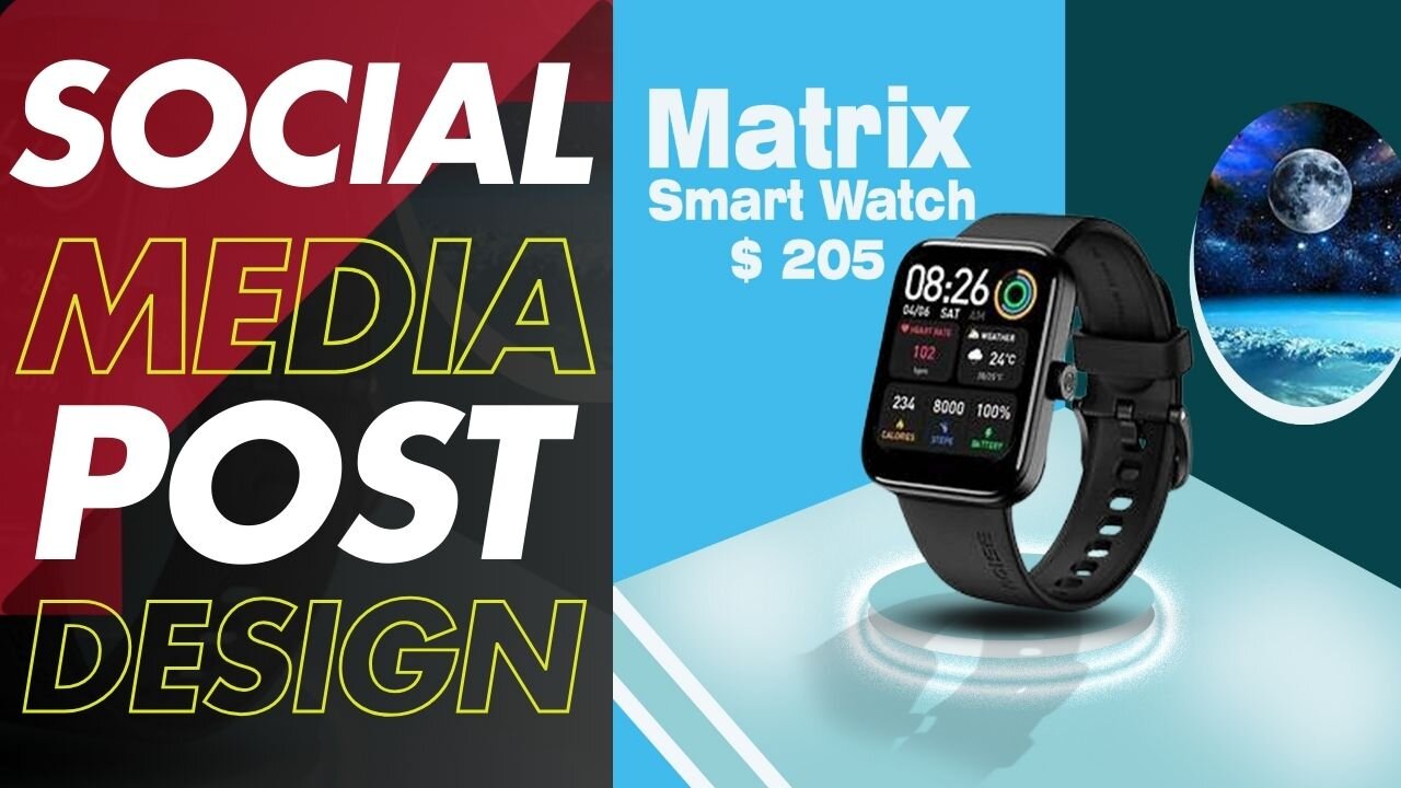 Matrix Smart Watch Social Media Post Design Illustrator