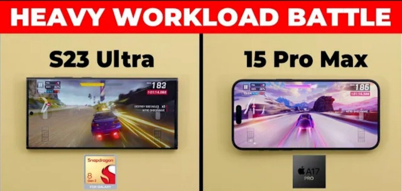 iPhone 15 Pro Max vs S23 Ultra - Heavy Workload Test (Speed, Battery & Thermals)