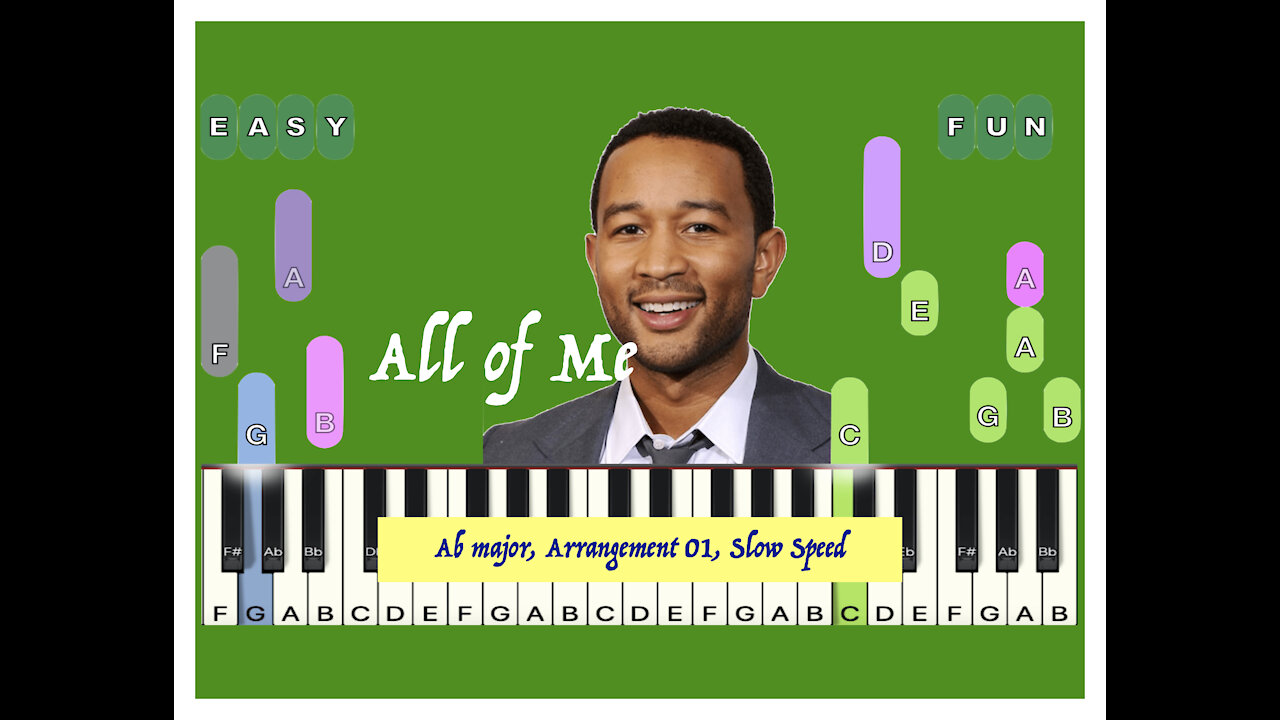 All of me, John Legend in Ab major, Arr. 01, Slow speed, Sheet music, Piano Lessons, Synthesia